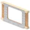 Rendering of the Metwood 250WR I-Joist Web Reinforcer applied to an I-joist with a large hole.